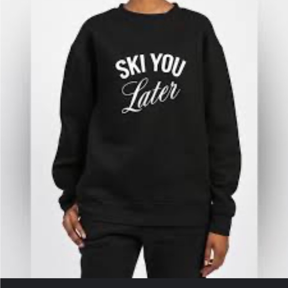 Brunette The Label Tops - Brunette the Label “Ski You Later” Holiday Edition Core Crew, NWT, Black/White